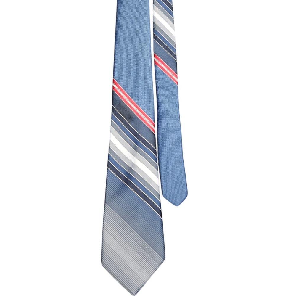 Striped Tie Blue Gray Red Diagonal Pattern Classic Business Neckwear Enjoy